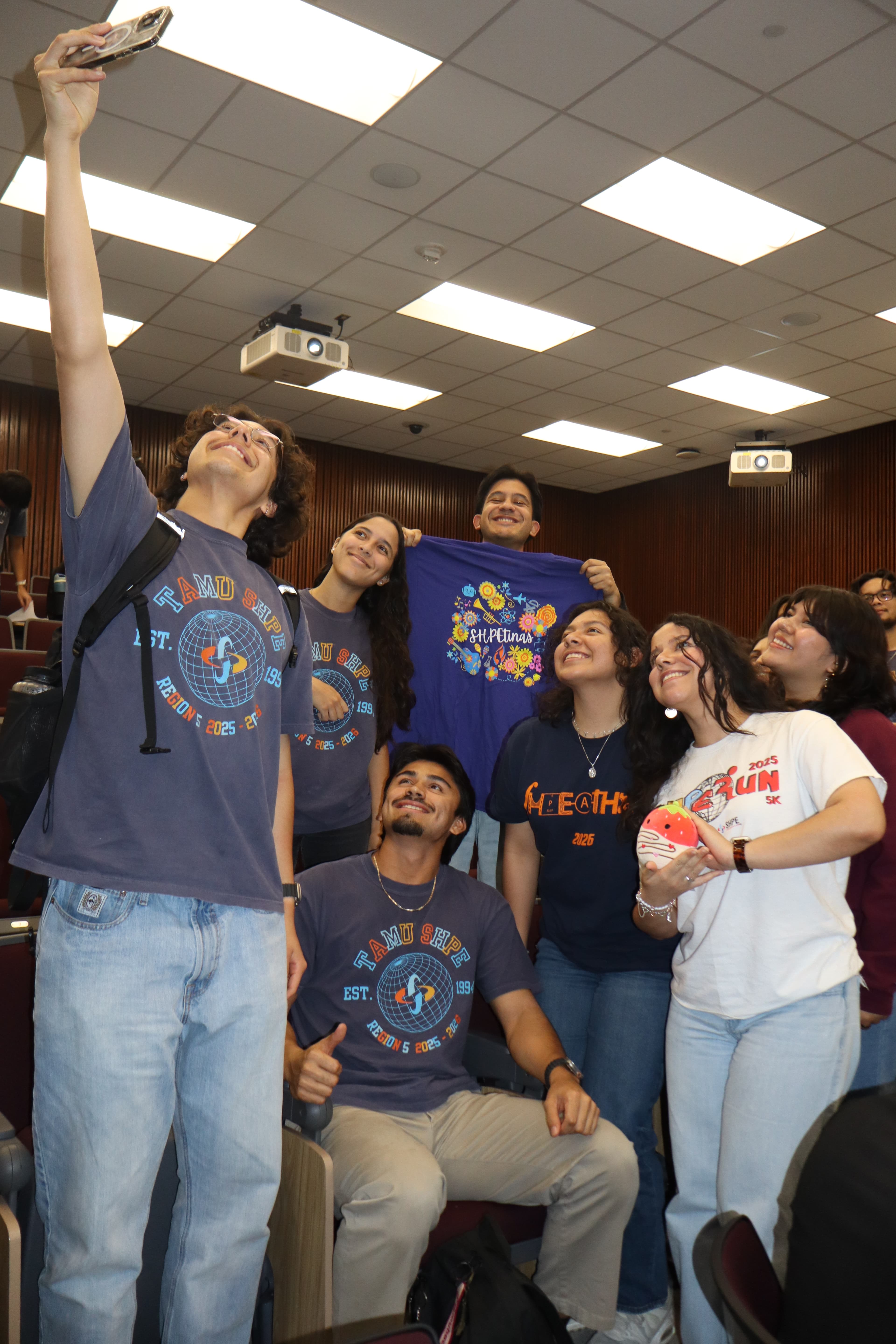 Texas A&M SHPE members celebrating Wear It Wednesday